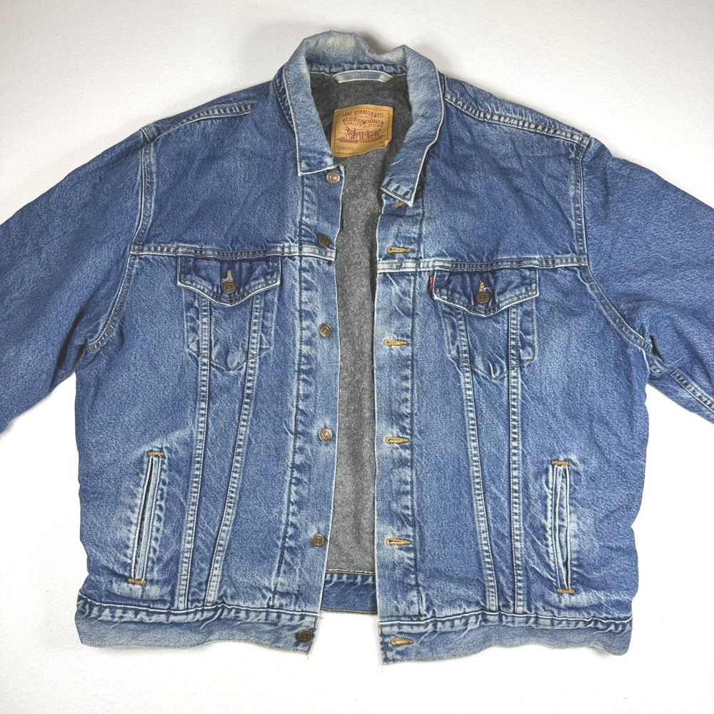 Vintage Levis 71506-0316 Blanket Lined Denim Trucker Jacket Made in USA Blue 50